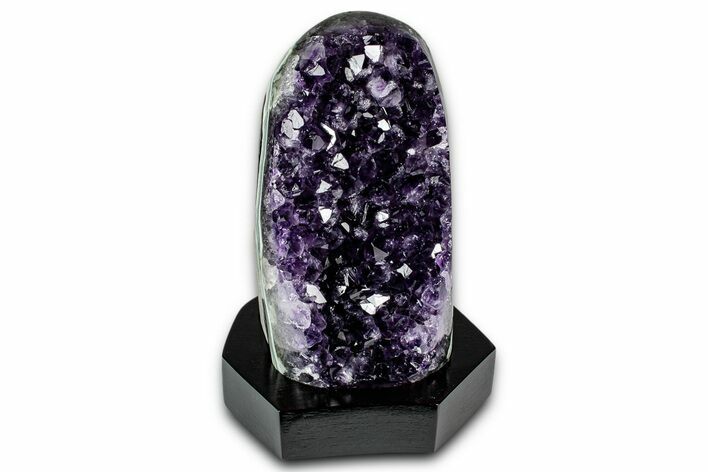 Deep Purple Amethyst Geode With Wood Base - Uruguay #342844